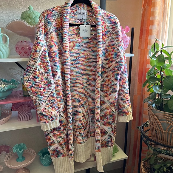 She Street Sweaters - She Street multi-coloured knit chenille cardigan